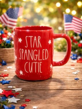 Rae Dunn Star Spangled Cutie Mug 🇺🇸 Red Patriotic Coffee Cup NEW